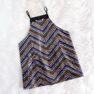 Amanda Uprichard Rainbow Sequin Tank Top Shirt Revolve